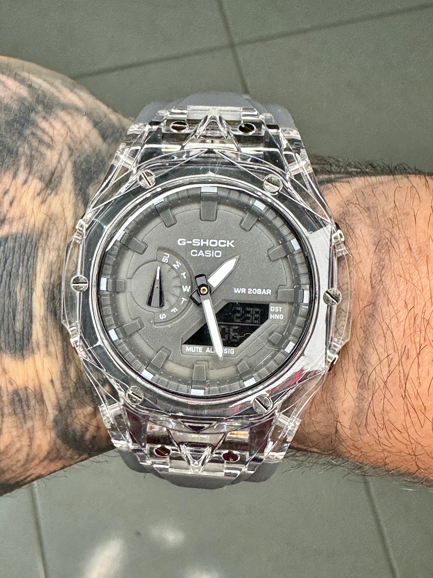 Reloj G Shok Dial Gris, Caja Transp, Pulso Gris