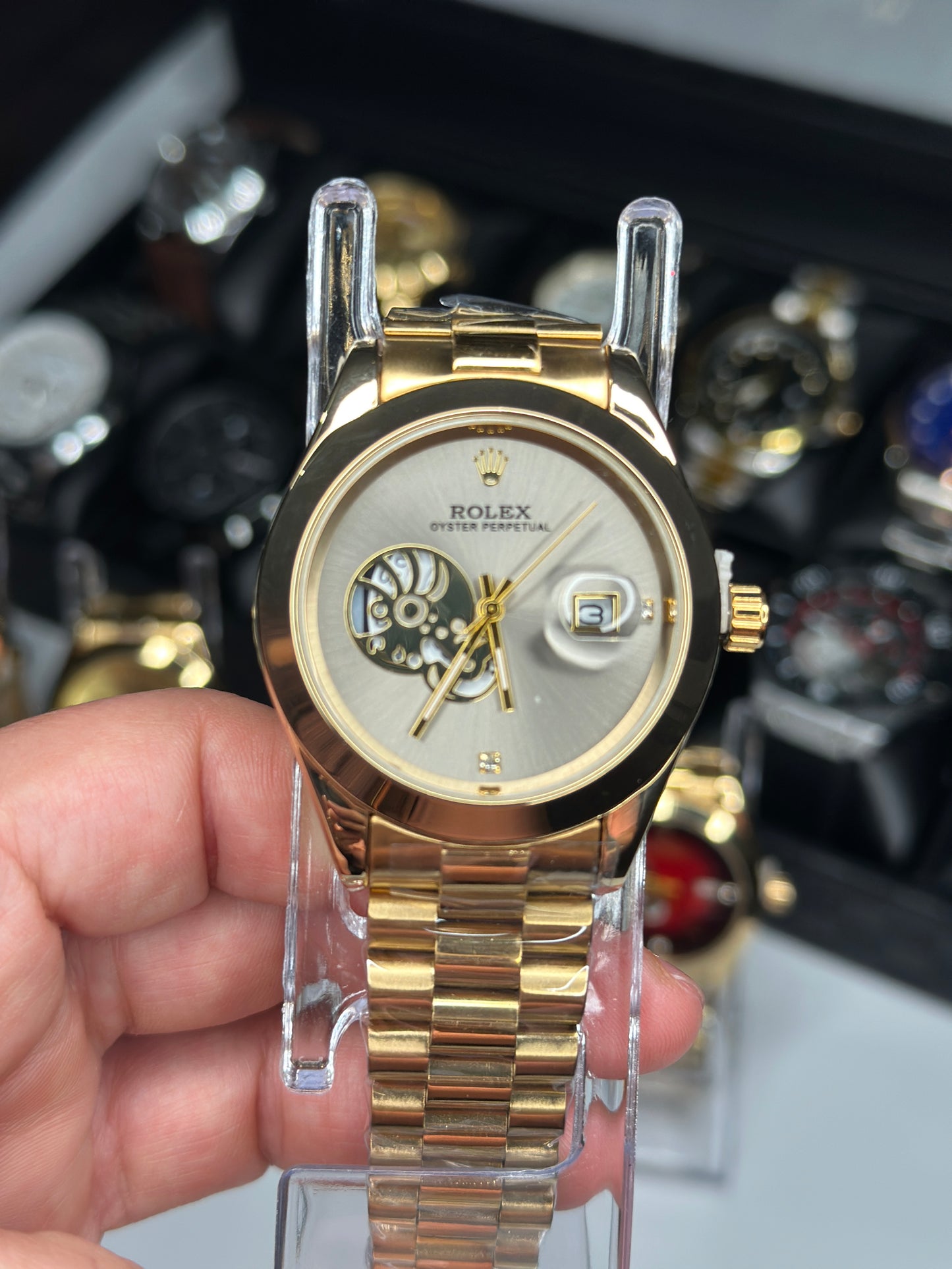 Rlx Oyster Perpetual Silver Pulso Dorado