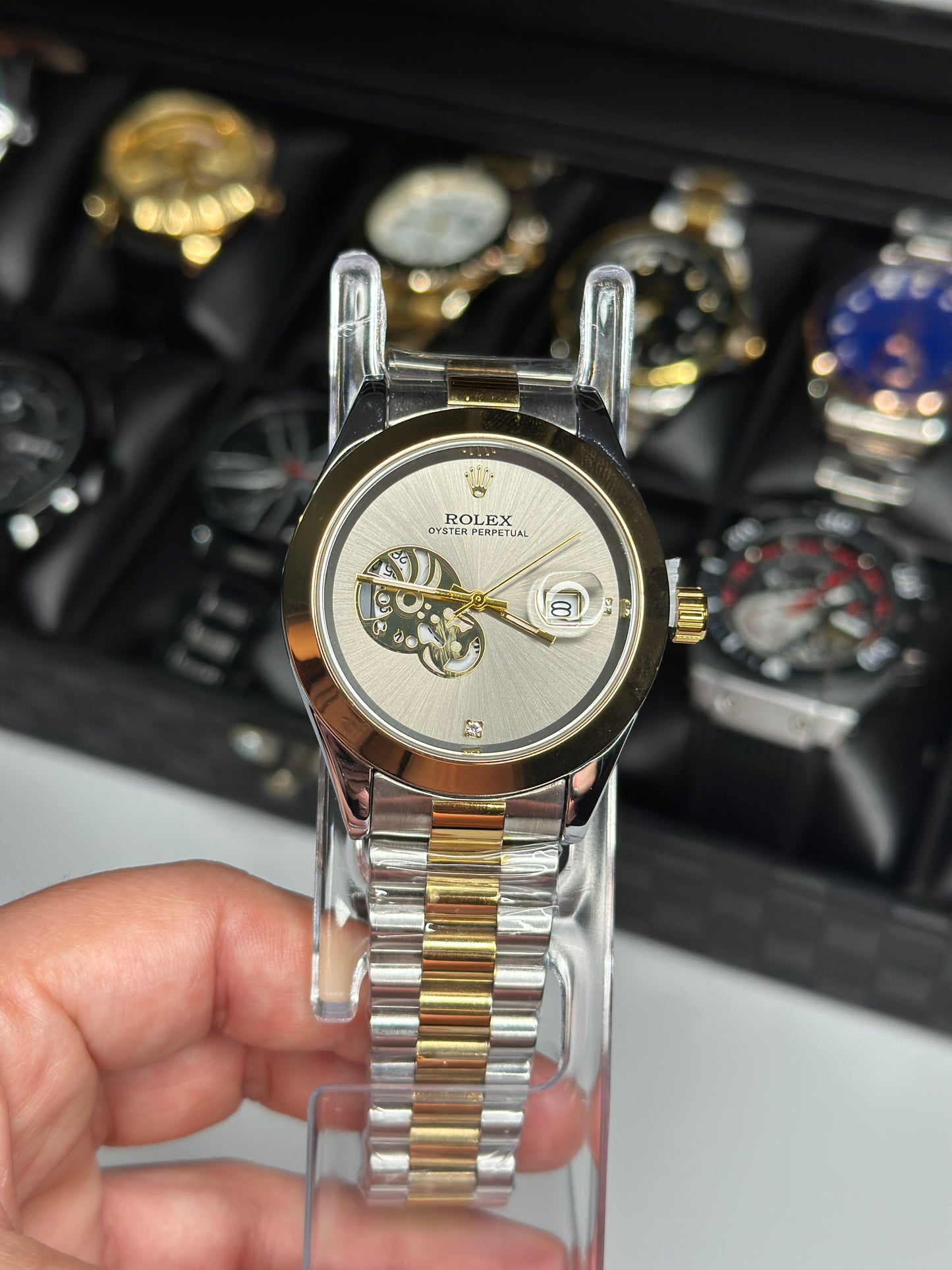 Rlx Oyster Perpetual Silver Pulso Plata Dorado