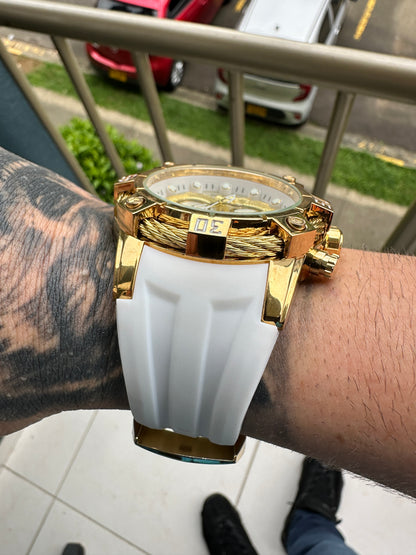 Invcta Dragón Gold Dial y Pulso White
